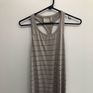 Athleta High Neck Chi Double Stripe Grey/Tan